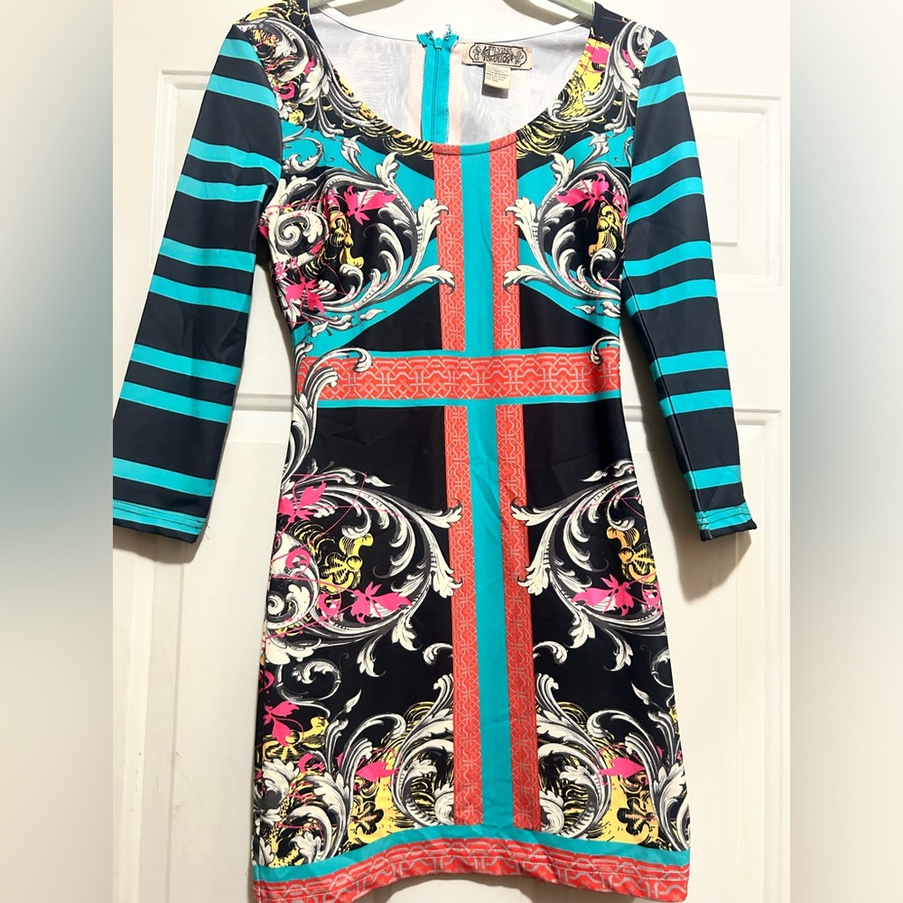 $10 Amazing Artsy Colorful Sexy  FLYING TOMATO Multicolor Patterned Dress